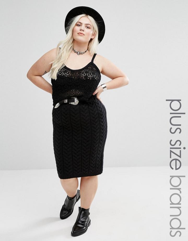 Alice & You Cable Knit Midi Skirt - Black