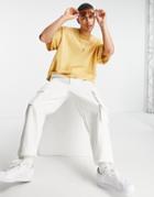 Asos Design Oversized Textured T-shirt In Off Pale Yellow
