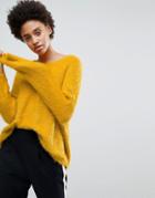 Stradivarius Long Sleeve Fluffy Sweater - Yellow