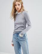 New Look Contrast Trim Sweater - Gray