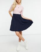 Gilli Contrast Pleated Dress In Pink And Navy-white