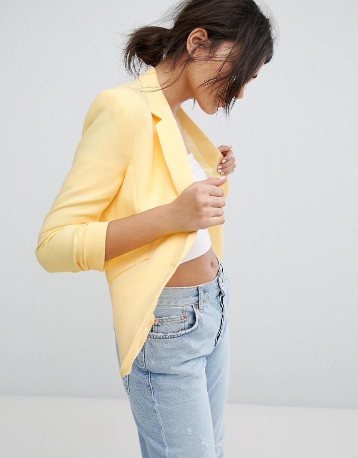 Bershka Tailored Blazer - Yellow