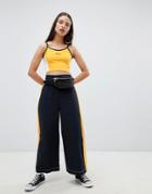 The Ragged Priest Cropped Skater Pants With Side Stripe - Black