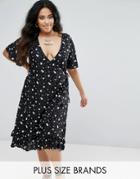 Diya Wrap Front Midi Dress - Black