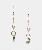 Aldo Jeria Pack Of 6 Earrings In Gold And Green