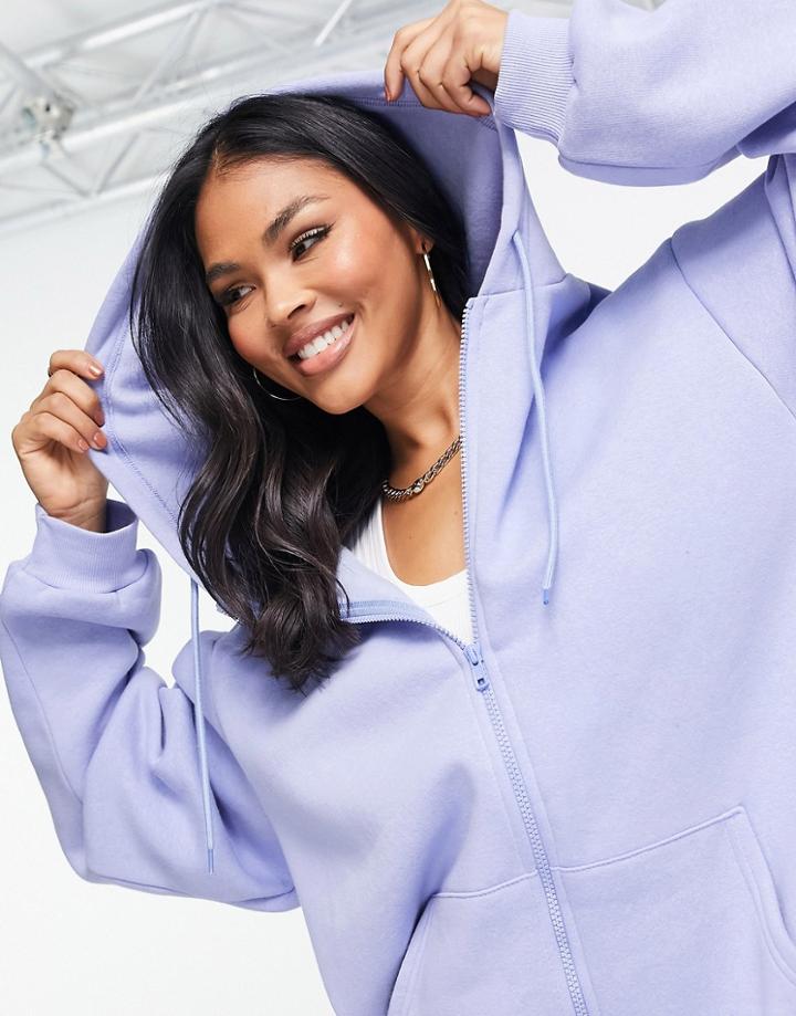 Hiit Oversized Zip Through Hoodie In Lavender-purple