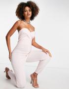 Vesper Fitted Bandeau Jumpsuit In Taupe-pink