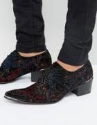 Jeffery West Sylvian Embroidered Suede Derby Shoes - Black
