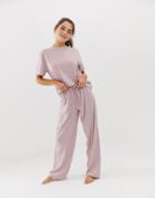 Asos Design Mix & Match Marl Pyjama Jersey Pants-pink
