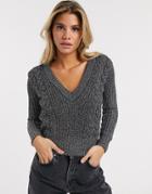 Ivyrevel Cropped V-neck Sweater In Metallic Silver