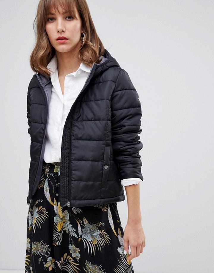 Vero Moda Cropped Hooded Padded Jacket - Black