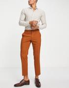 Selected Homme Slim Crop Suit Pants In Tan-brown
