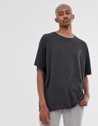 Asos Design Oversized T-shirt With Raw Neck In Charcoal Marl-gray