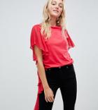 Asos Tall T-shirt With Dramatic Assymetric Woven Ruffle
