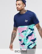 Hype T-shirt With Camo Print - Navy
