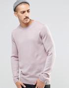 Asos Crew Neck Sweater In Merino Wool - Pink Twist