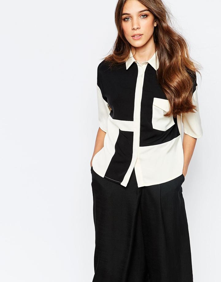 Neon Rose Boxy Shirt In Patchwork - Multi