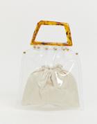 Prettylittlething Bag With Tortoiseshell Handle In Clear - Multi