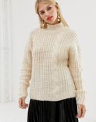 Pieces Chunky Cable Sweater - Gray