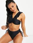 Na-kd Cross Front Bikini Top In Black