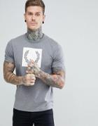 Fred Perry Printed Laurel Wreath T-shirt In Gray - Gray