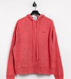 Collusion Unisex Oversized Hoodie In Red Stone Wash Set