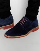 Red Tape Derby Shoes In Navy Suede - Blue