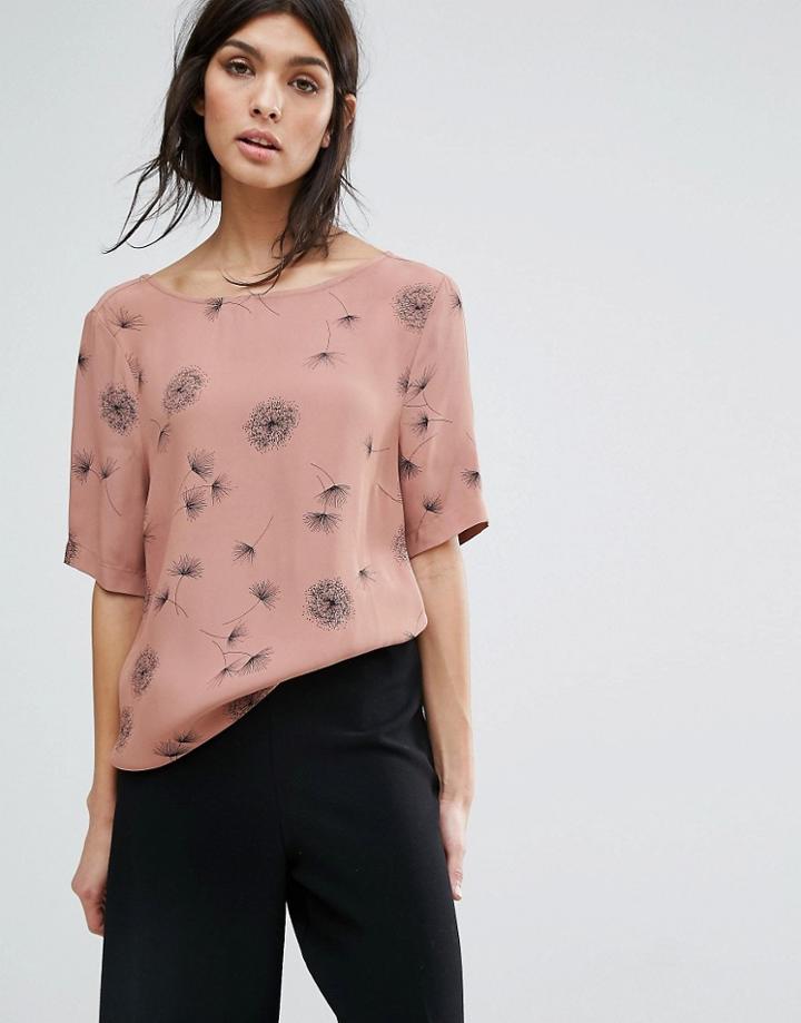 Selected Femme Dandelion Print Top - Pink