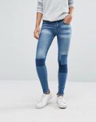 Vila Patchwork Skinny Jeans - Blue