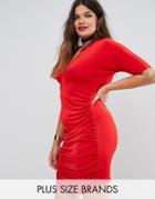 Missguided Plus Ruched Bodycon Dress - Red