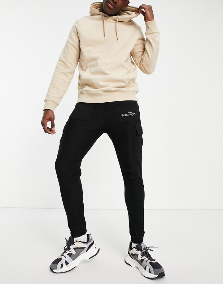 The Couture Club Slim Cargo Sweatpants In Black
