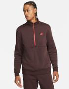 Nike Club Fleece Half-zip Sweatshirt In Dark Brown