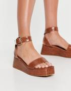 Asos Design Tatiana Flatform Sandals In Tan-brown