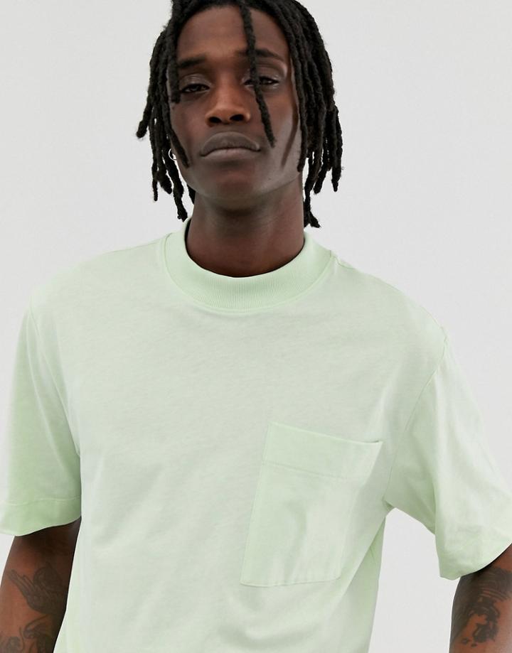 Asos White Loose Fit T-shirt In Mint Green-beige