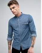 Another Influence Denim Pocket Shirt - Blue