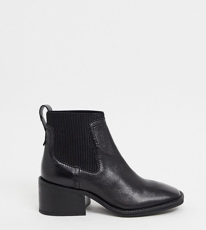 Asra Exclusive Manth Square Toe Chelsea Boots In Black Leather