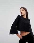 The Fifth Fifteen Raw Cropped Jersey Top - Black