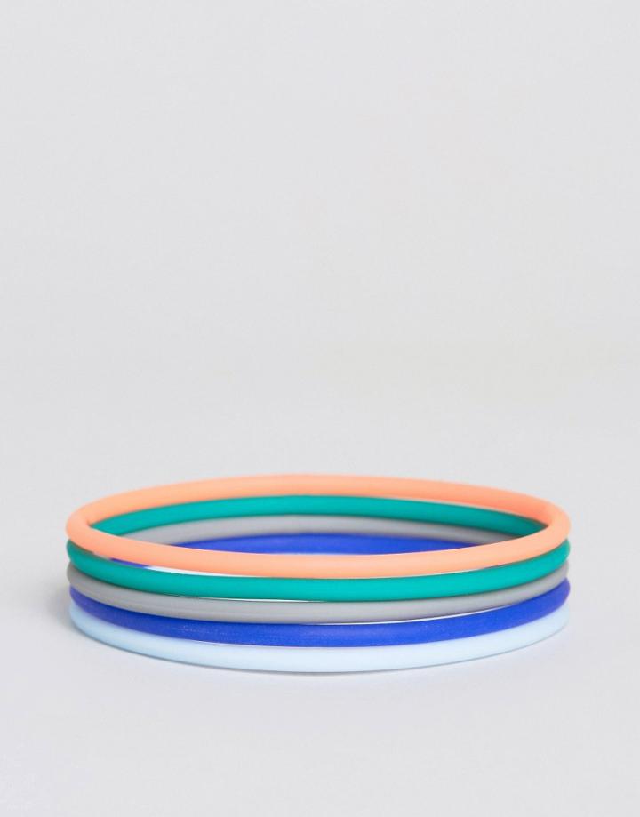 Asos Rubber Bracelet Pack In Pastel - Multi