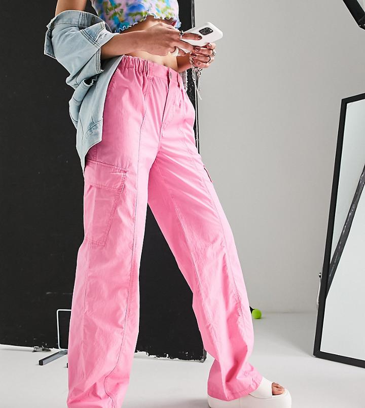Asos Design Tall 00s Cargo Pants In Pink