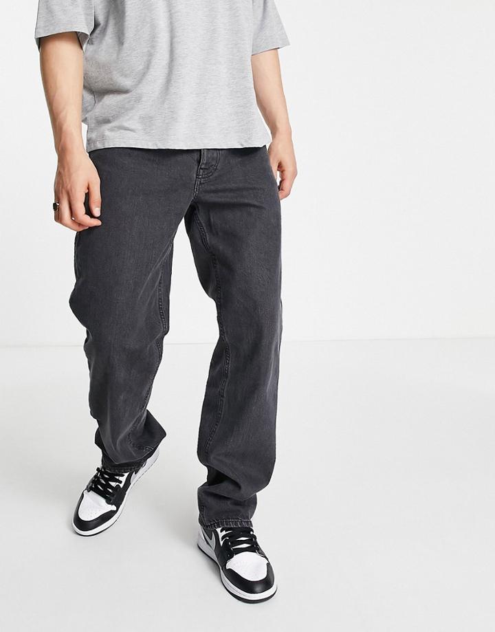 Asos Design Straight Leg Jeans In Washed Black