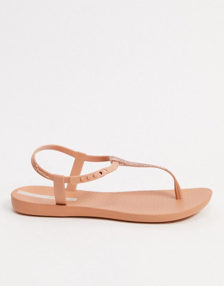Ipanema Pop Glitter Flat Sandals In Beige-neutral