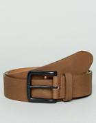 Asos Wide Belt In Brown Faux Leather With Black Coated Buckle - Brown
