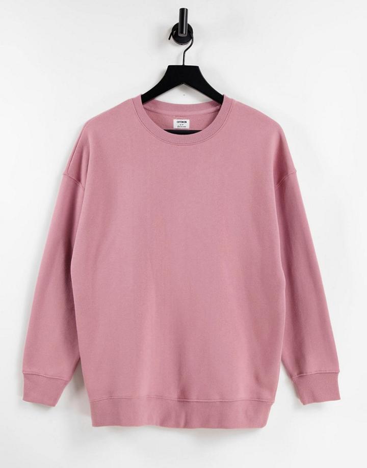 Cotton: On Dad Crew Neck Sweatshirt In Pink