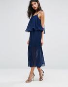 Pussycat London Tiered Midi Dress - Navy