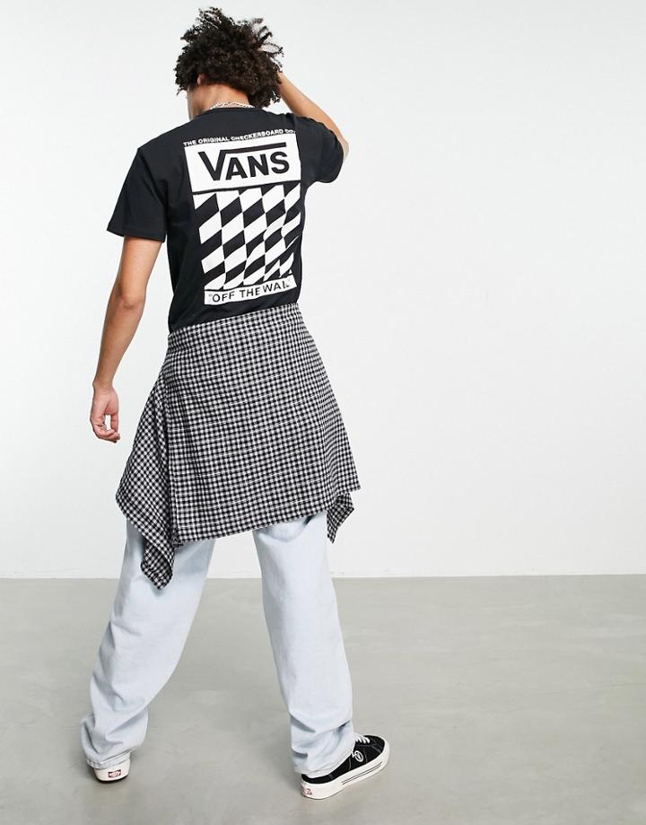 Vans Off The Wall Slanted Checker Back Print T-shirt In Black