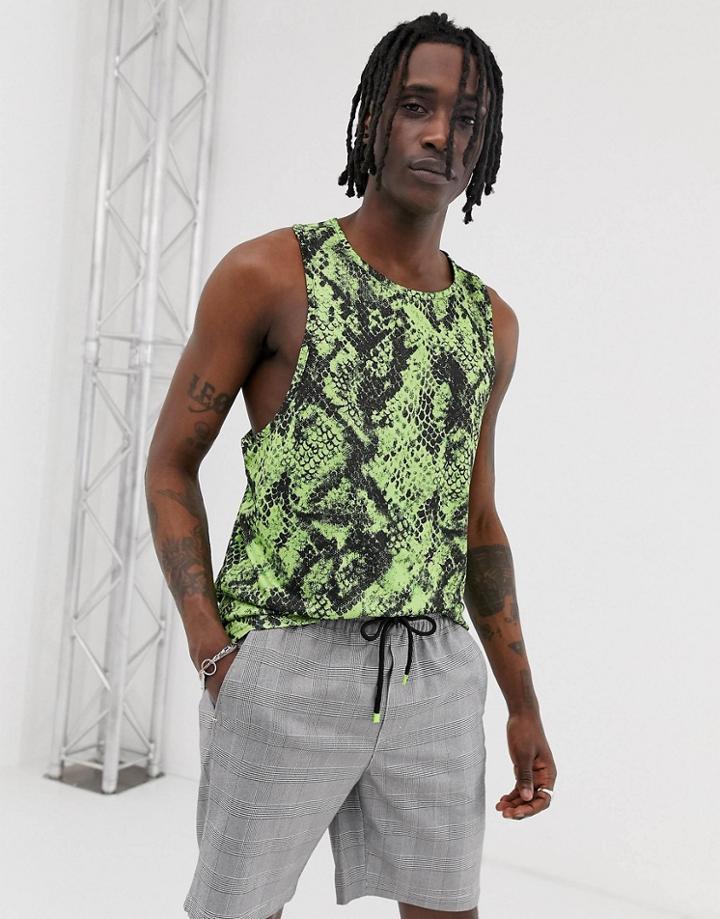 Urban Threads Festival Neon Snake Tank - Green