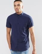 New Look Striped Textured Shirt In Navy In Regular Fit - Navy