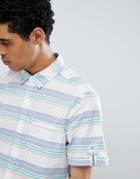 Esprit Slim Fit Short Sleeve Shirt With Stripe - White
