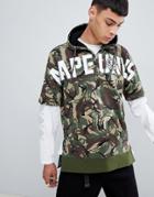 Aape By A Bathing Ape Short Sleeve Hoodie With Logo In Camo - Green