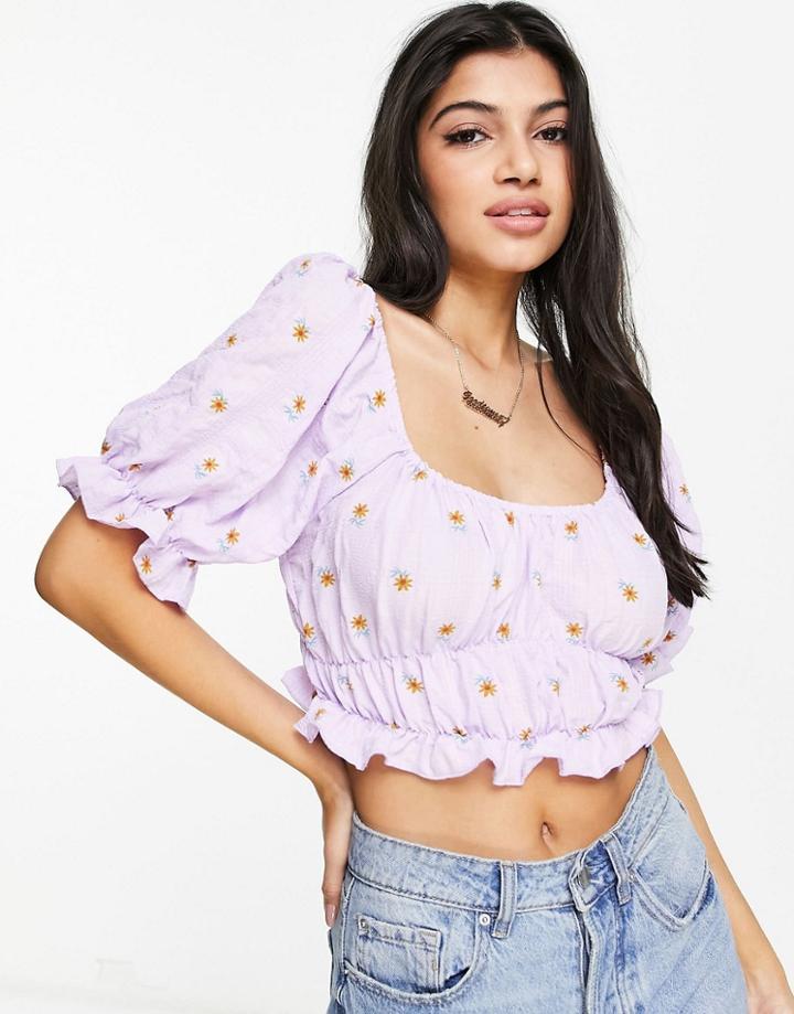 Urban Thread Crop Top In Purple Spot - Part Of A Set